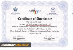 پذیرش و ارائه مقاله معاون آموزش مرکزآموزش عالی شهید مطهری خوی در کشور ترکیه 5