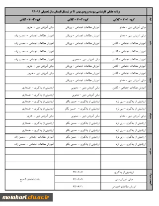 اطلاعیه
برنامه هفتگی کارشناسی پیوسته ورودی بهمن 91 در نیمسال تابستان 94-93