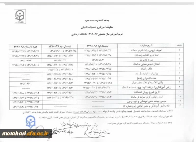 تقویم آموزشی سال 96-95