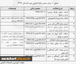 برنامه کلاسی نیمسال تابستان 96-95 3